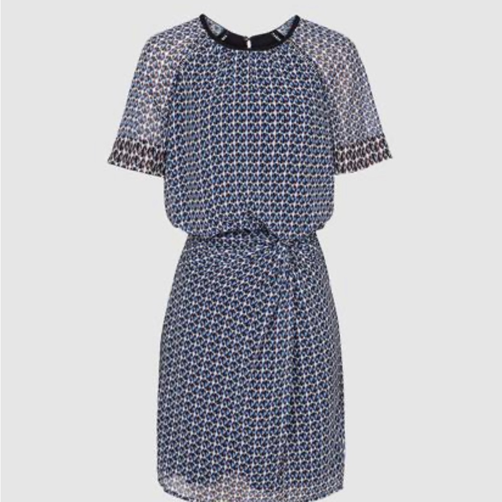 REISS Heidi Knot Waist Diamond Print Dress (NWT) - Picture 2 of 8